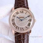 TW Swiss Relica Cartier Ronde Solo de Cartier Iced Out Watch Full Diamond Dial Roman Markers
